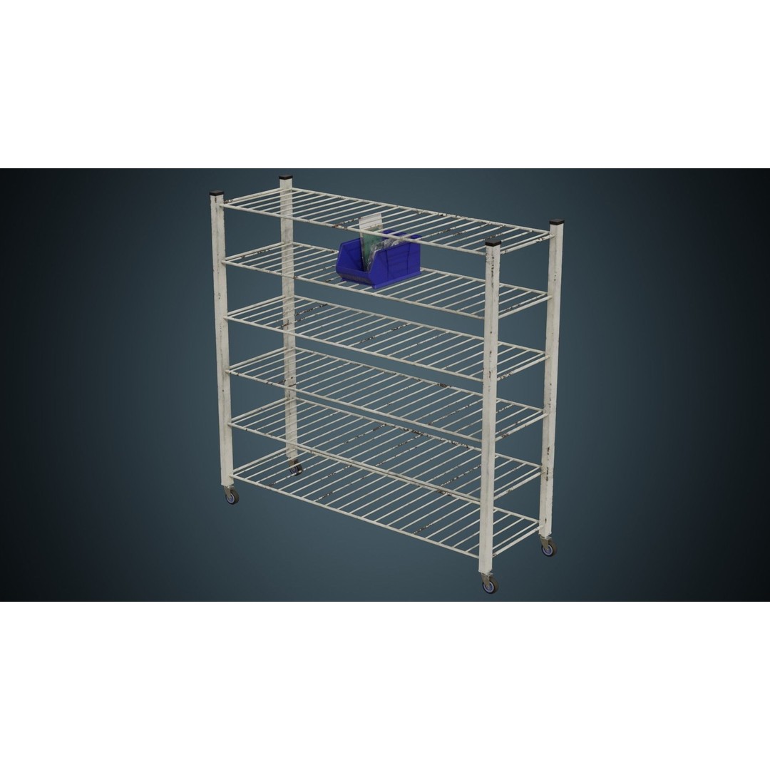 Medical Shelf 3D Model – Low Poly Game Asset, FBX, PBR Textures - View 5