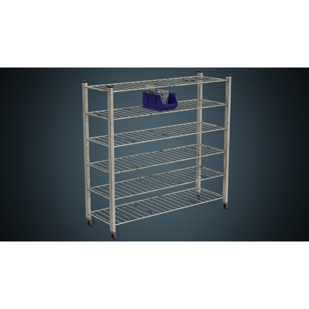 Medical Shelf 3D Model – Low Poly Game Asset, FBX, PBR Textures - View 6