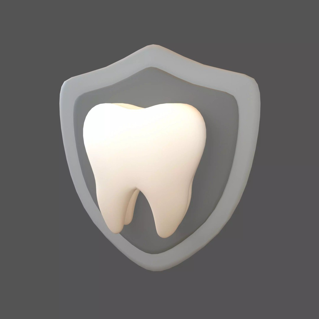 Protect Tooth Emoji 3D Model – Low Poly Cartoon Asset, FBX, PBR Textures - View 2