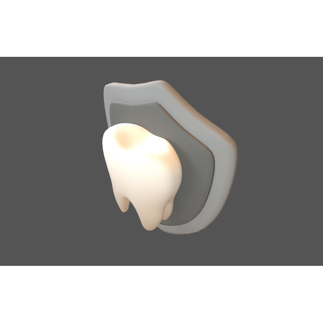 Protect Tooth Emoji 3D Model – Low Poly Cartoon Asset, FBX, PBR Textures - View 4