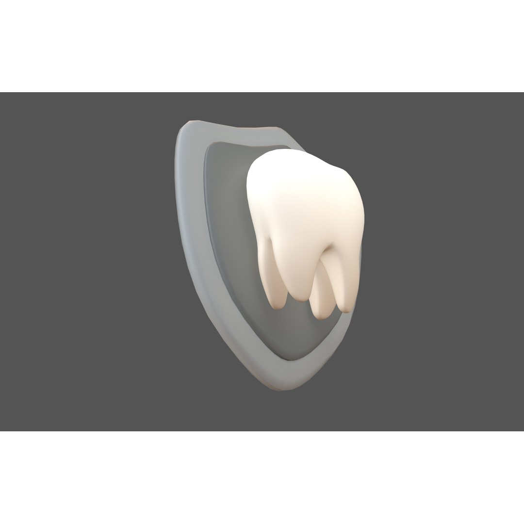 Protect Tooth Emoji 3D Model – Low Poly Cartoon Asset, FBX, PBR Textures - View 5