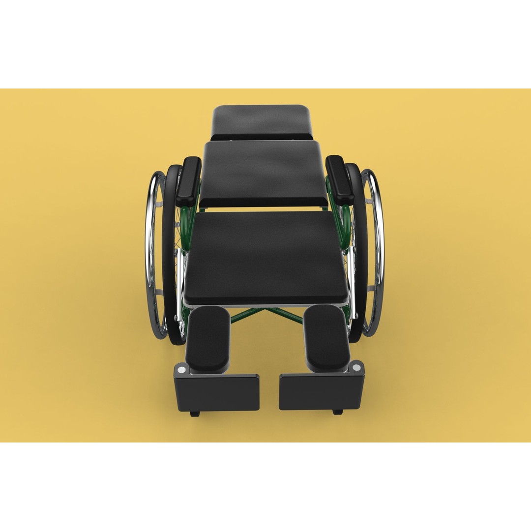 Reclining Wheelchair 3D Model – Medical Manual Folding Design, FBX - View 10