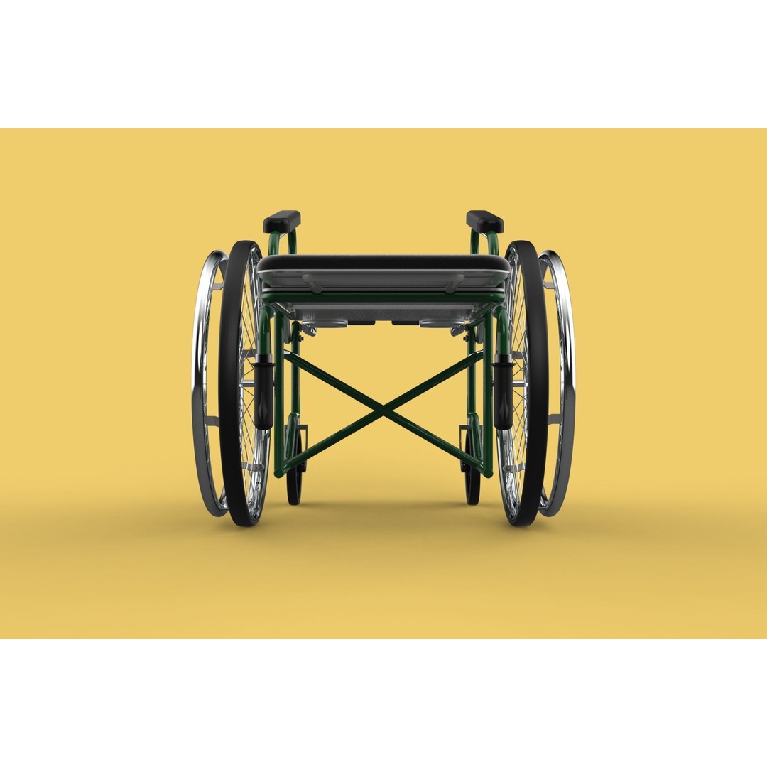 Reclining Wheelchair 3D Model – Medical Manual Folding Design, FBX - View 11