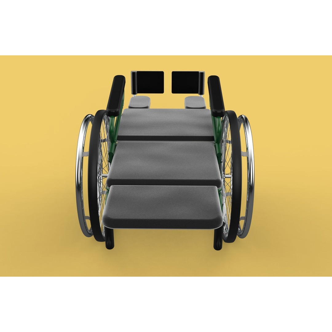 Reclining Wheelchair 3D Model – Medical Manual Folding Design, FBX - View 12