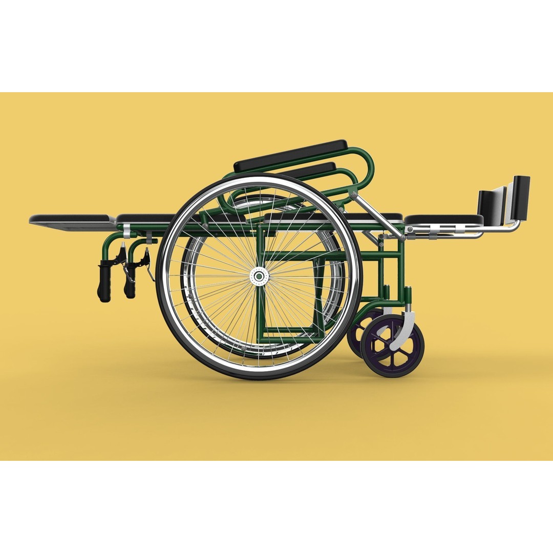 Reclining Wheelchair 3D Model – Medical Manual Folding Design, FBX - View 14