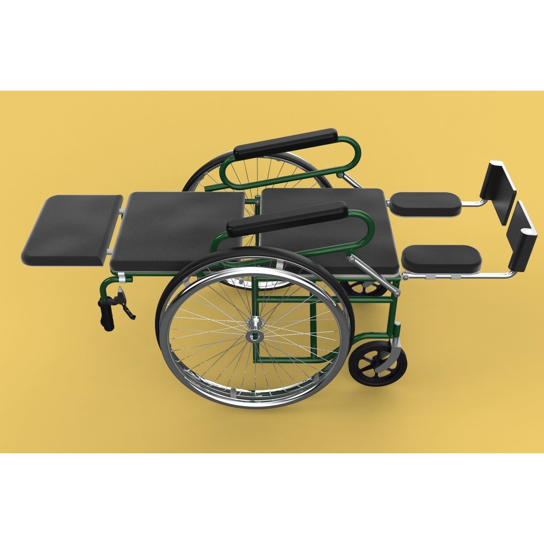 Reclining Wheelchair 3D Model – Medical Manual Folding Design, FBX - View 15
