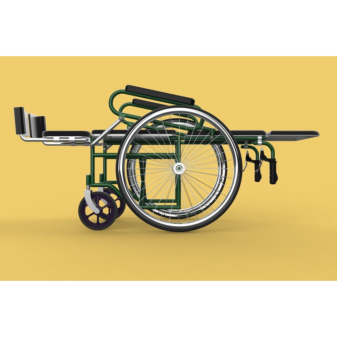 Reclining Wheelchair 3D Model – Medical Manual Folding Design, FBX - View 16