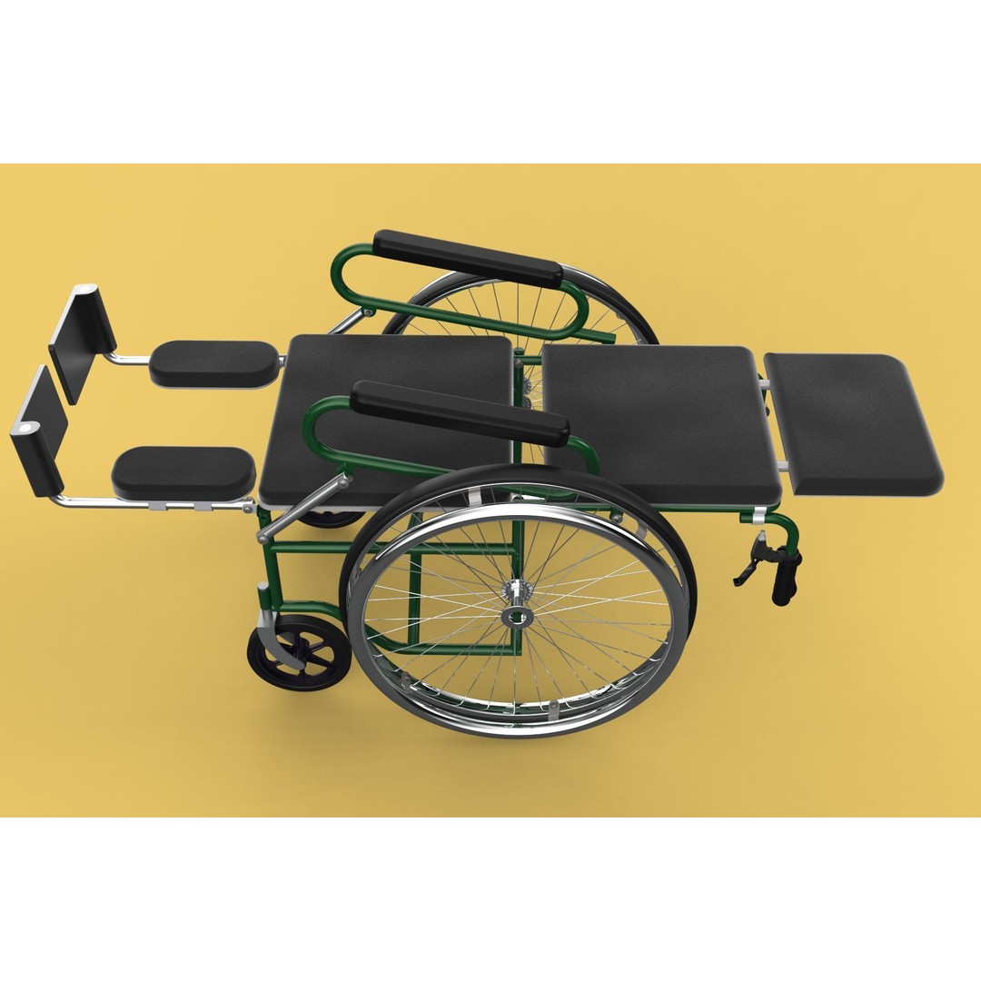 Reclining Wheelchair 3D Model – Medical Manual Folding Design, FBX - View 17