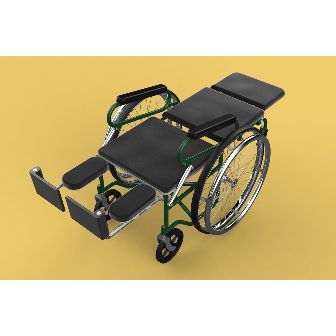 Reclining Wheelchair 3D Model – Medical Manual Folding Design, FBX - View 20