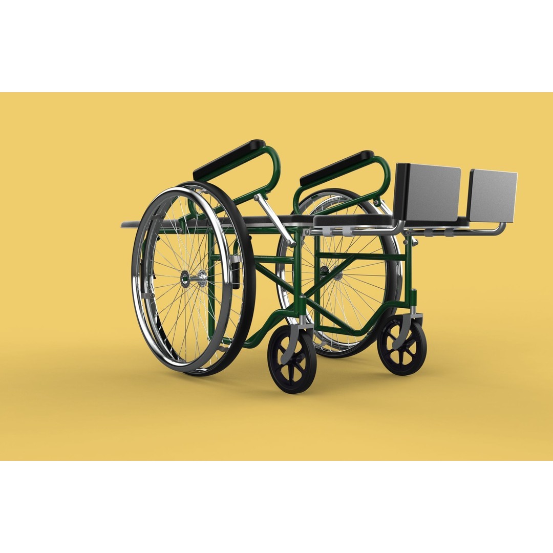 Reclining Wheelchair 3D Model – Medical Manual Folding Design, FBX - View 23