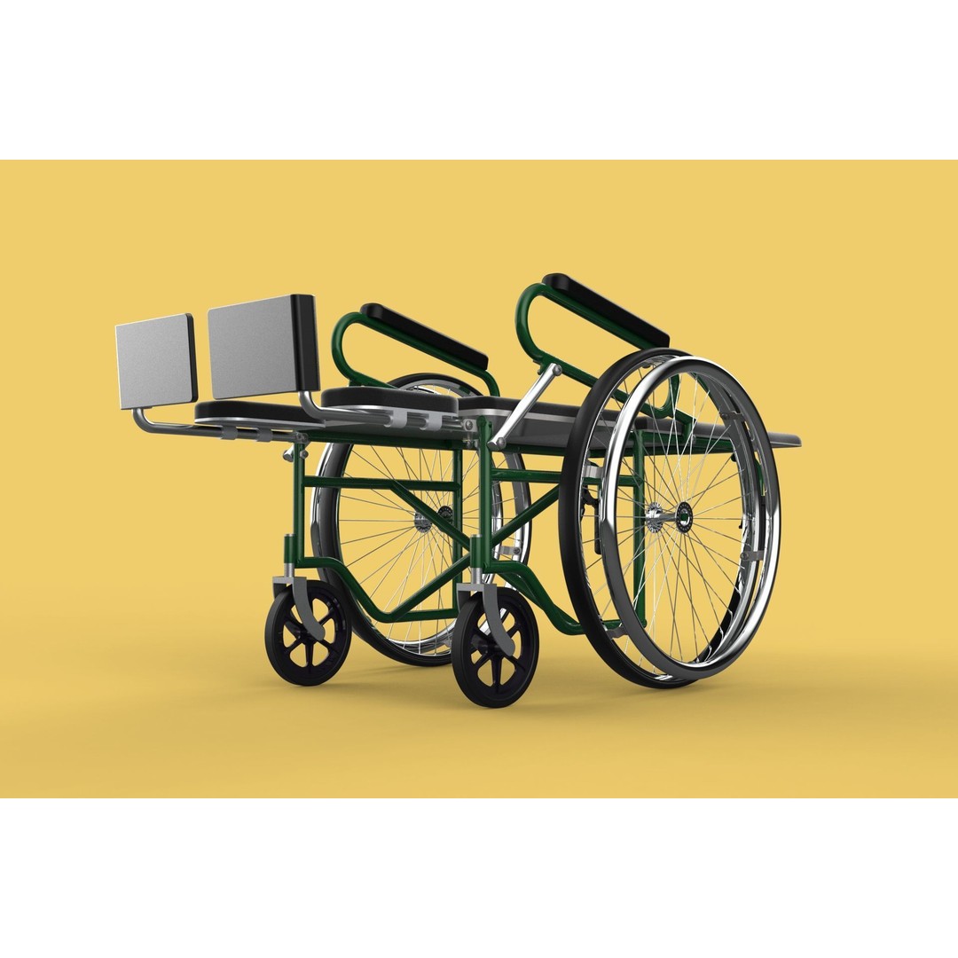 Reclining Wheelchair 3D Model – Medical Manual Folding Design, FBX - View 25