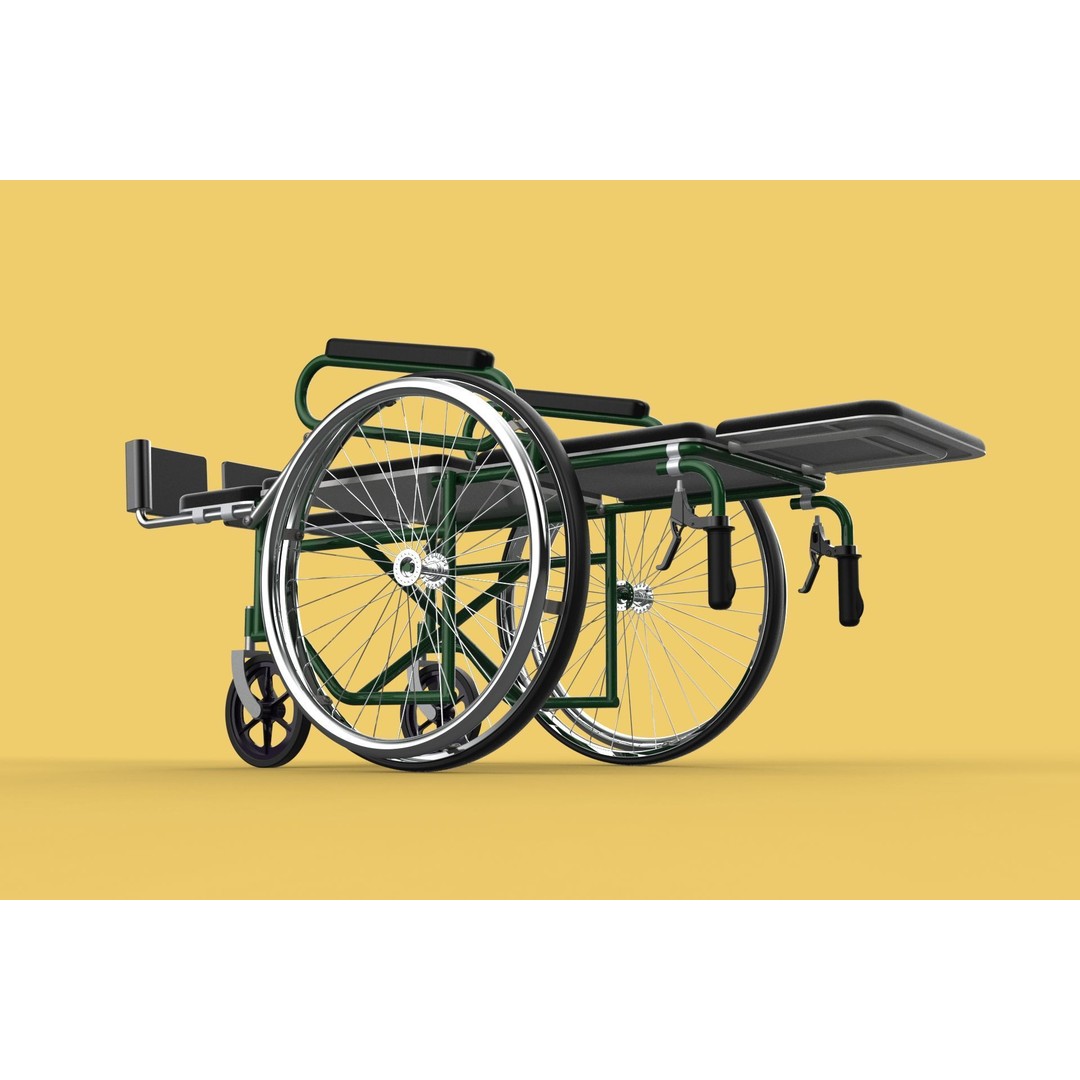 Reclining Wheelchair 3D Model – Medical Manual Folding Design, FBX - View 26