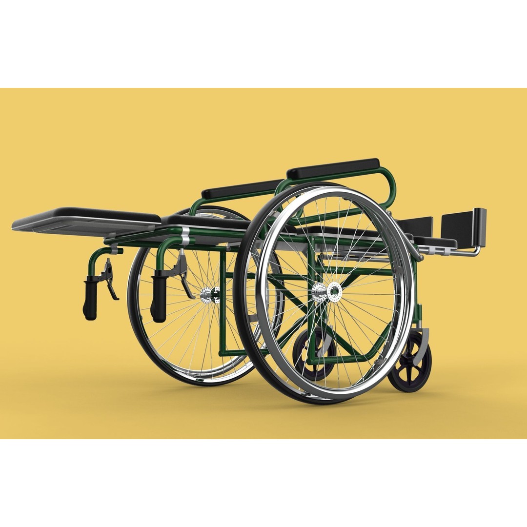 Reclining Wheelchair 3D Model – Medical Manual Folding Design, FBX - View 27