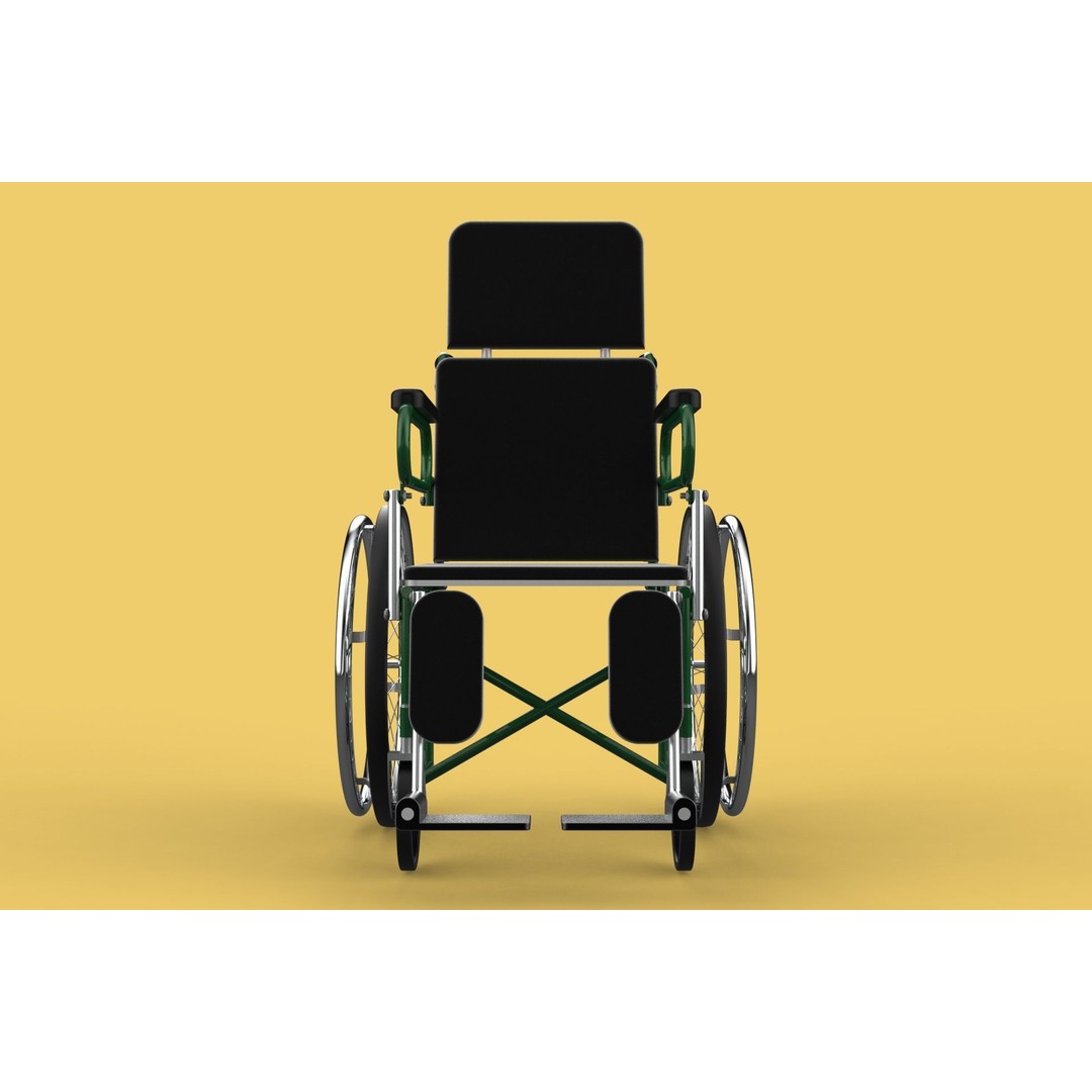 Reclining Wheelchair 3D Model – Medical Manual Folding Design, FBX - View 28