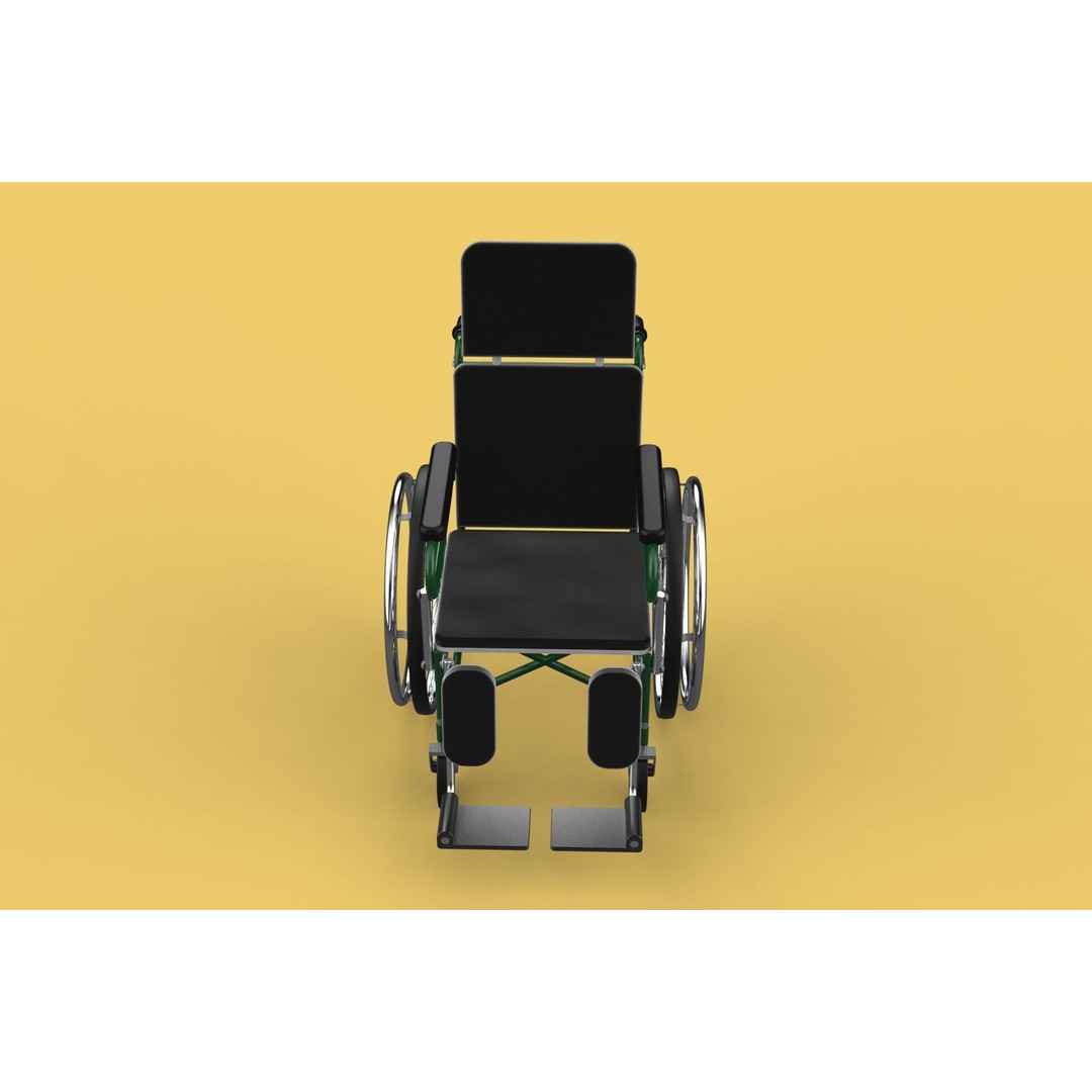 Reclining Wheelchair 3D Model – Medical Manual Folding Design, FBX - View 29