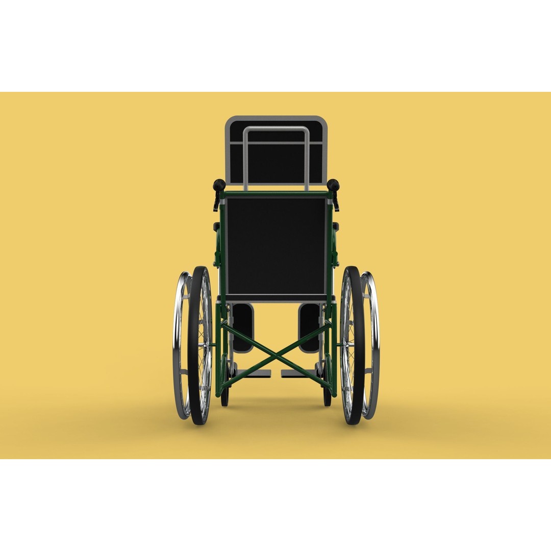 Reclining Wheelchair 3D Model – Medical Manual Folding Design, FBX - View 30