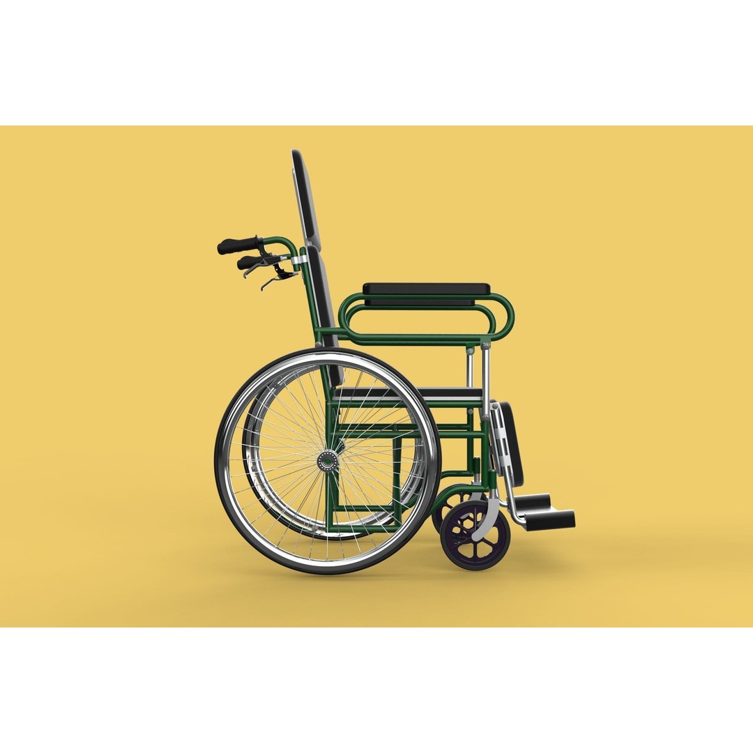 Reclining Wheelchair 3D Model – Medical Manual Folding Design, FBX - View 32