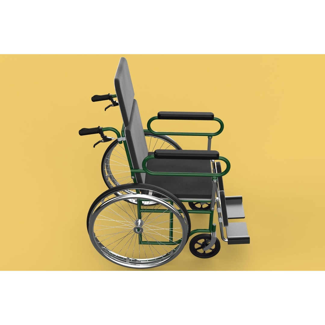 Reclining Wheelchair 3D Model – Medical Manual Folding Design, FBX - View 33