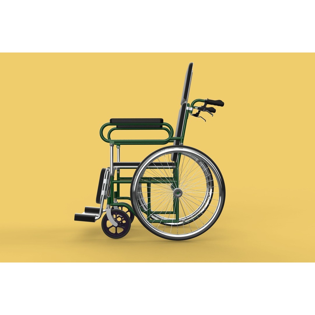 Reclining Wheelchair 3D Model – Medical Manual Folding Design, FBX - View 34