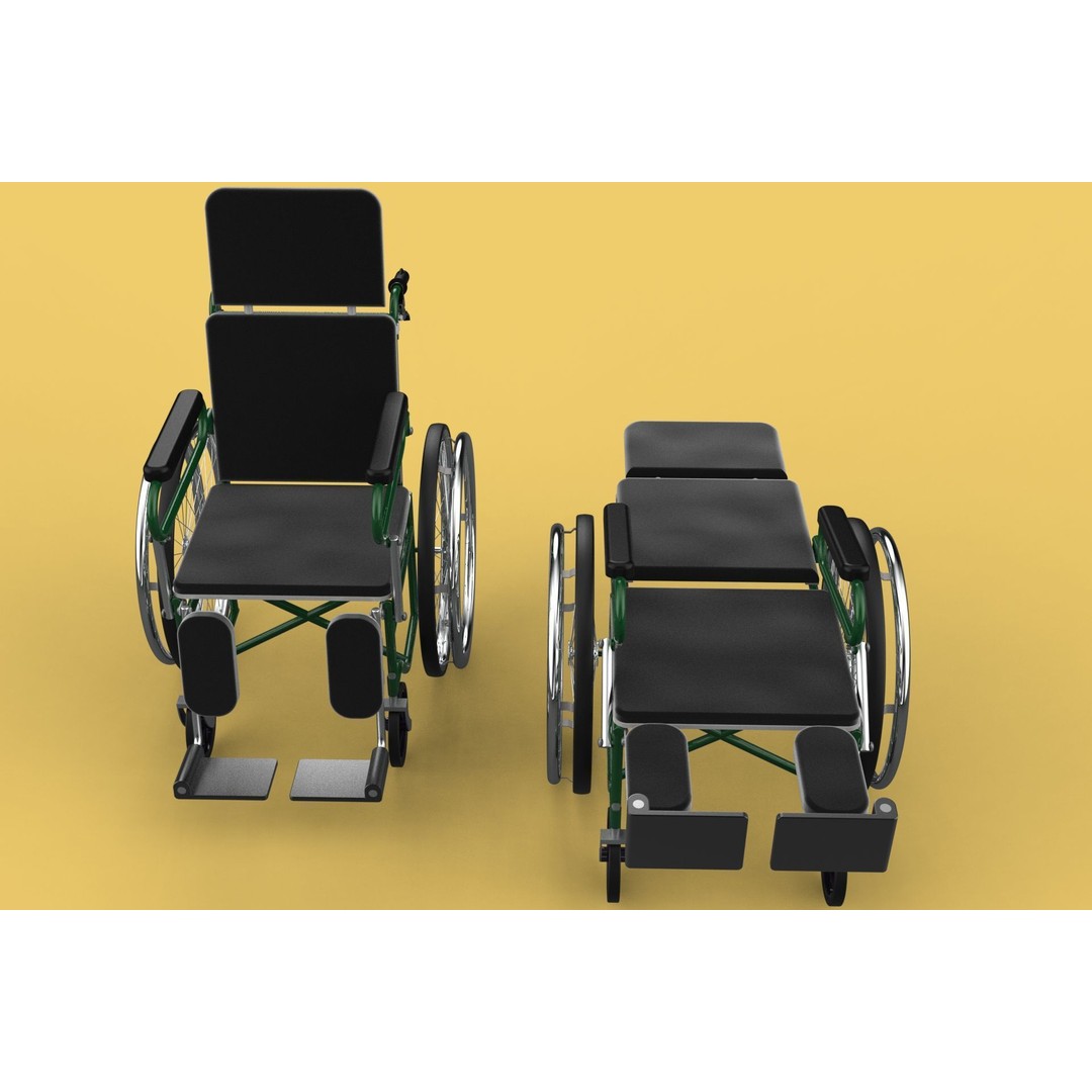 Reclining Wheelchair 3D Model – Medical Manual Folding Design, FBX - View 35