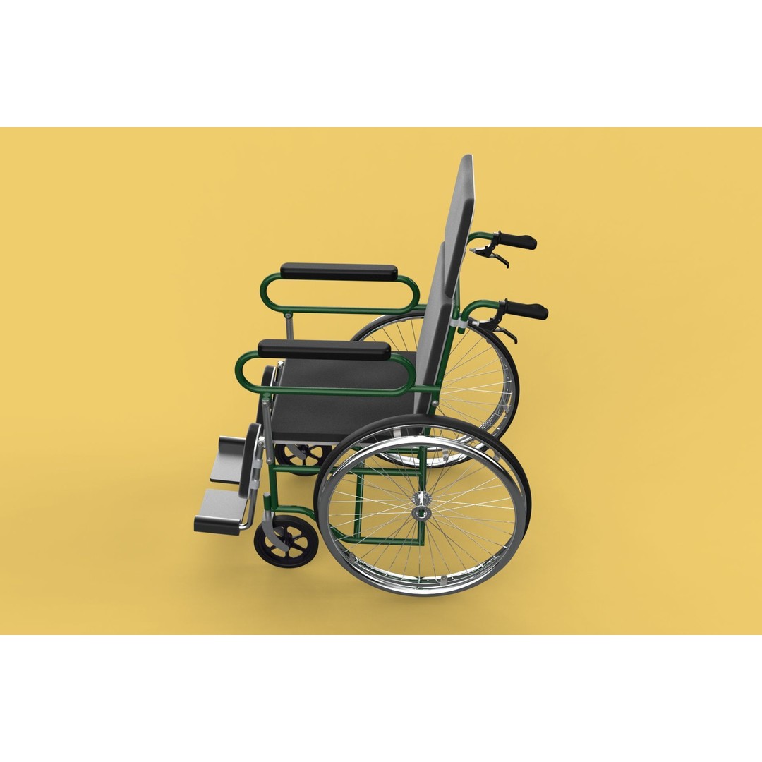 Reclining Wheelchair 3D Model – Medical Manual Folding Design, FBX - View 36