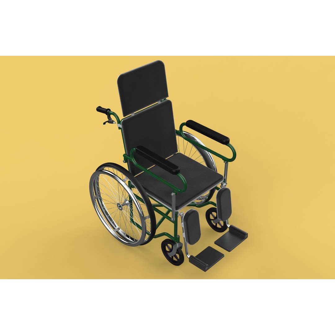 Reclining Wheelchair 3D Model – Medical Manual Folding Design, FBX - View 38