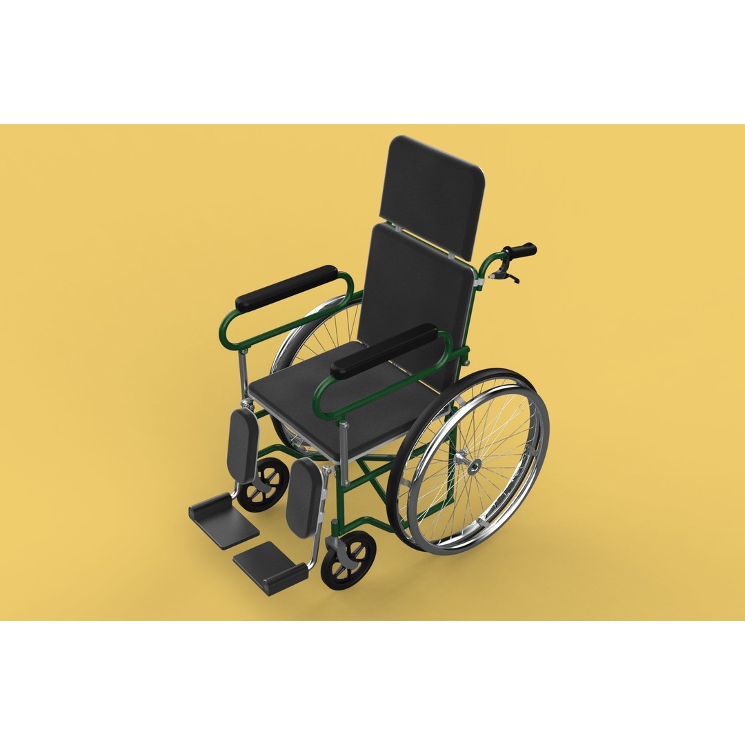 Reclining Wheelchair 3D Model – Medical Manual Folding Design, FBX - View 39