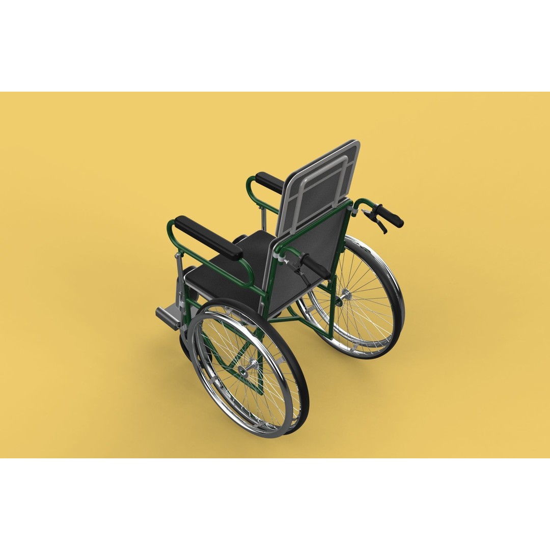 Reclining Wheelchair 3D Model – Medical Manual Folding Design, FBX - View 40