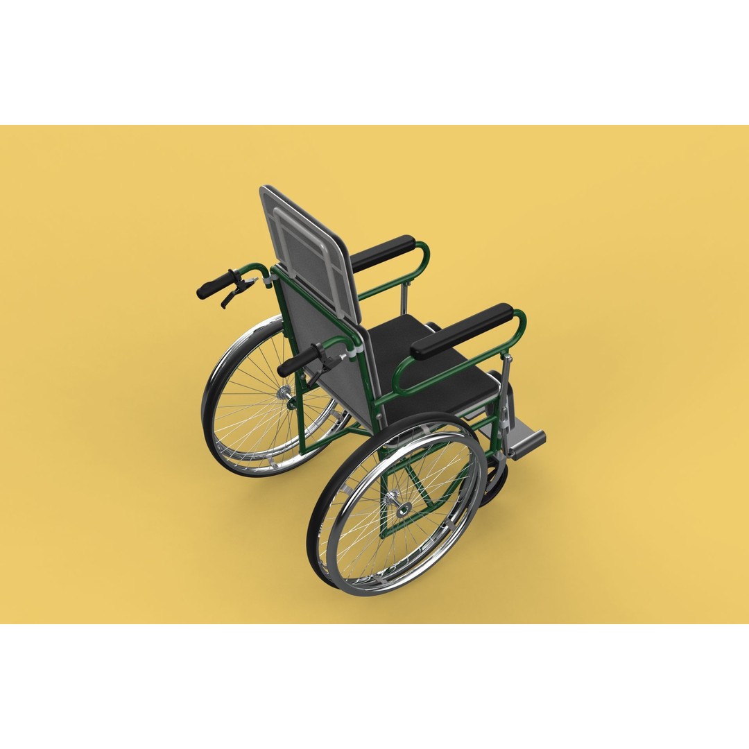 Reclining Wheelchair 3D Model – Medical Manual Folding Design, FBX - View 41