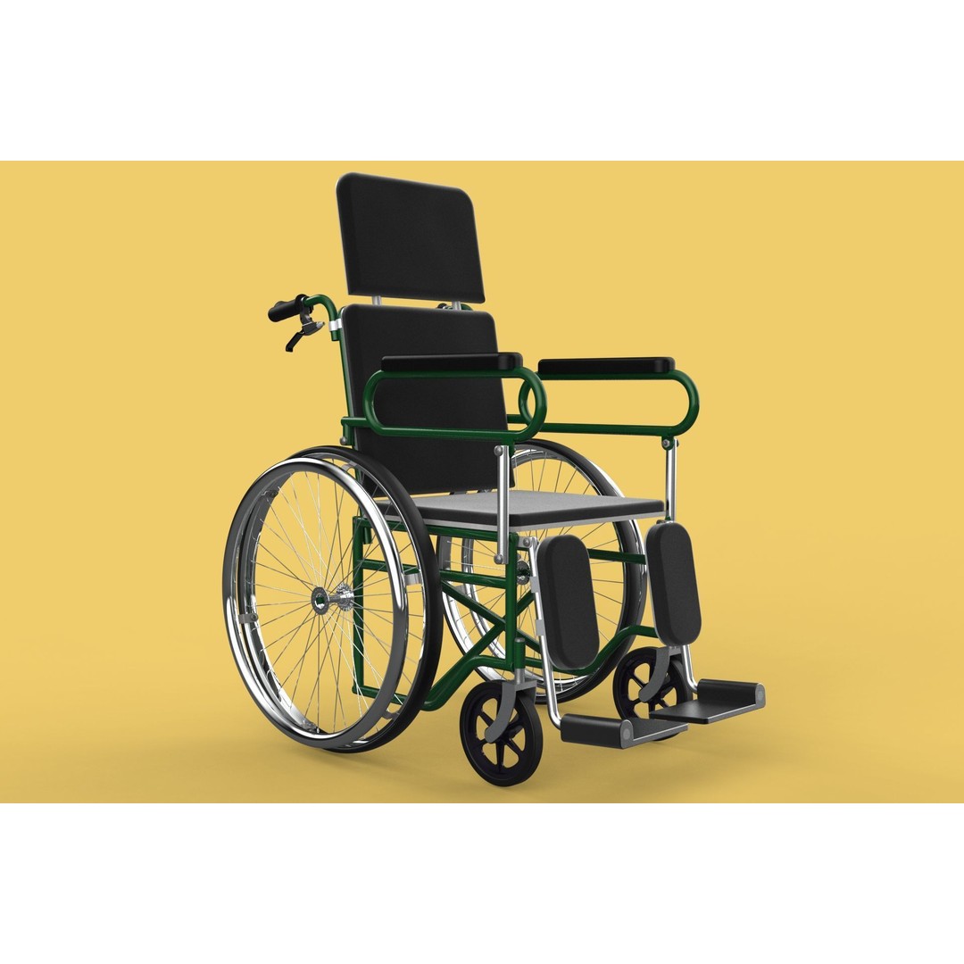 Reclining Wheelchair 3D Model – Medical Manual Folding Design, FBX - View 42