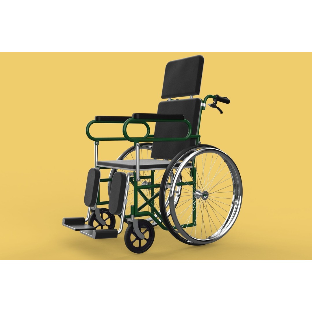 Reclining Wheelchair 3D Model – Medical Manual Folding Design, FBX - View 43