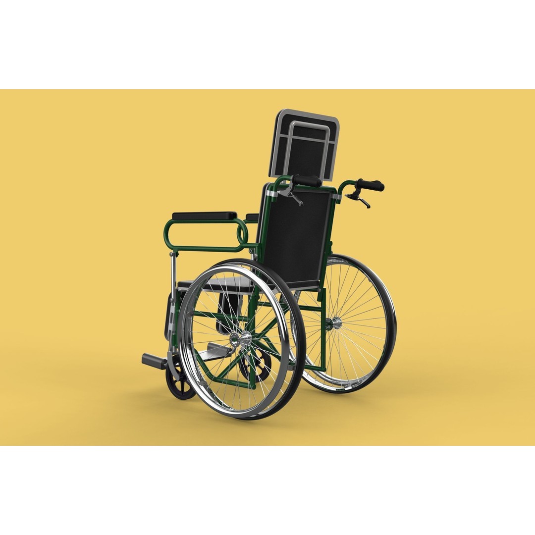 Reclining Wheelchair 3D Model – Medical Manual Folding Design, FBX - View 44