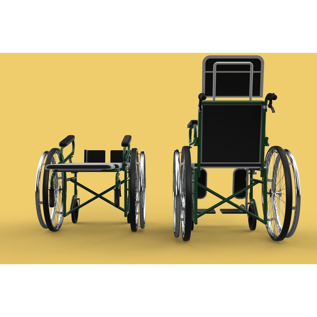 Reclining Wheelchair 3D Model – Medical Manual Folding Design, FBX - View 46