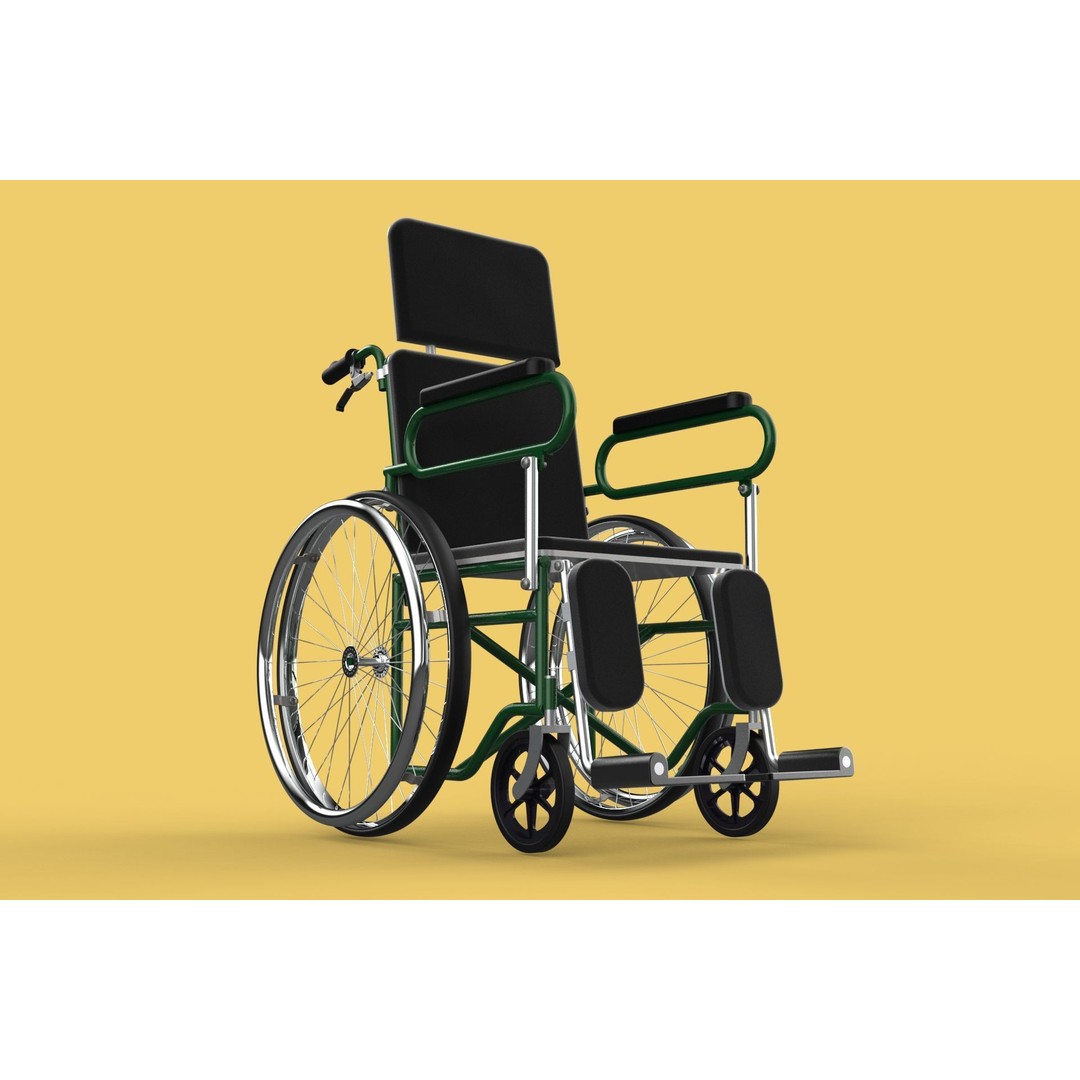 Reclining Wheelchair 3D Model – Medical Manual Folding Design, FBX - View 47