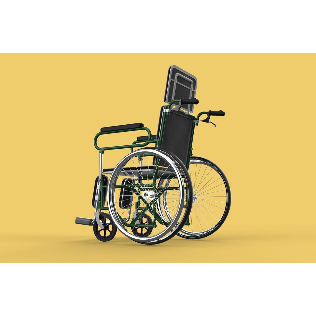 Reclining Wheelchair 3D Model – Medical Manual Folding Design, FBX - View 48