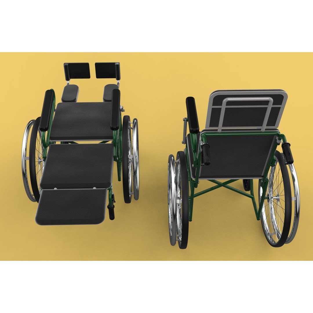 Reclining Wheelchair 3D Model – Medical Manual Folding Design, FBX - View 49