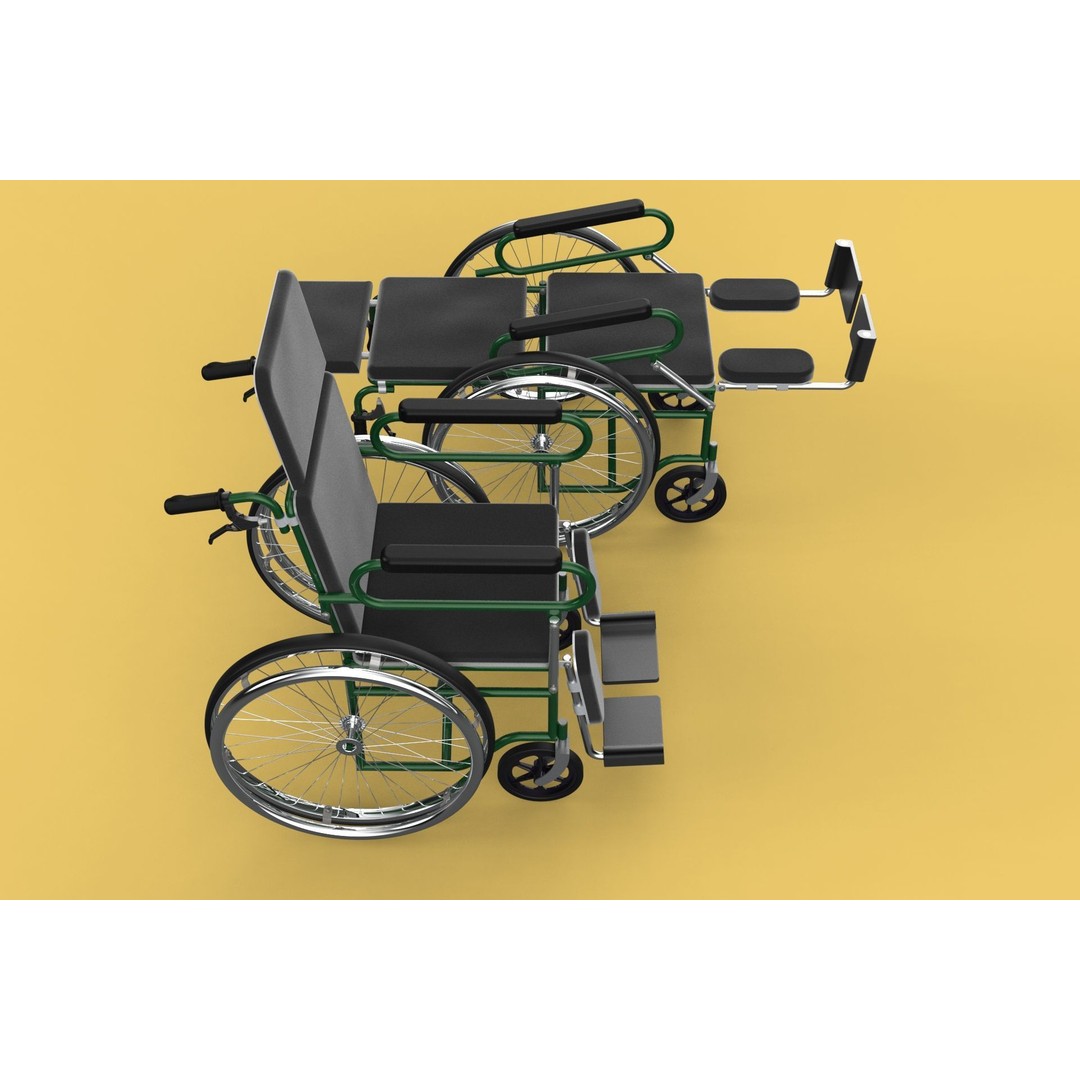 Reclining Wheelchair 3D Model – Medical Manual Folding Design, FBX - View 50