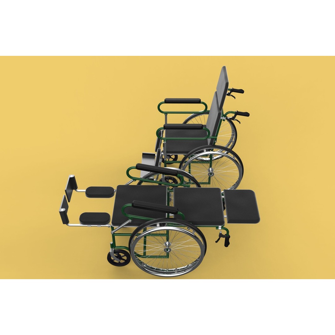 Reclining Wheelchair 3D Model – Medical Manual Folding Design, FBX - View 51