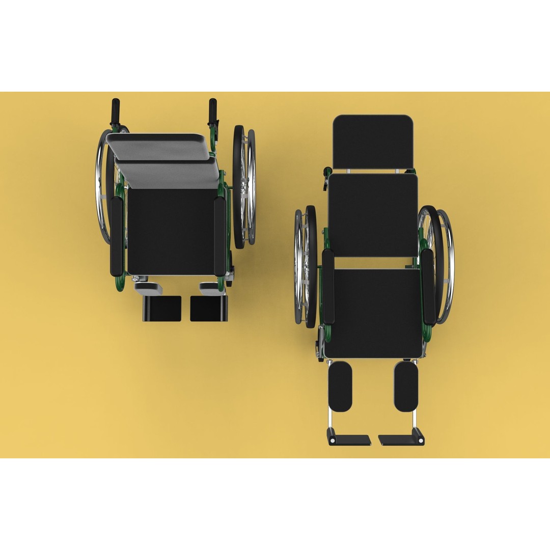Reclining Wheelchair 3D Model – Medical Manual Folding Design, FBX - View 52