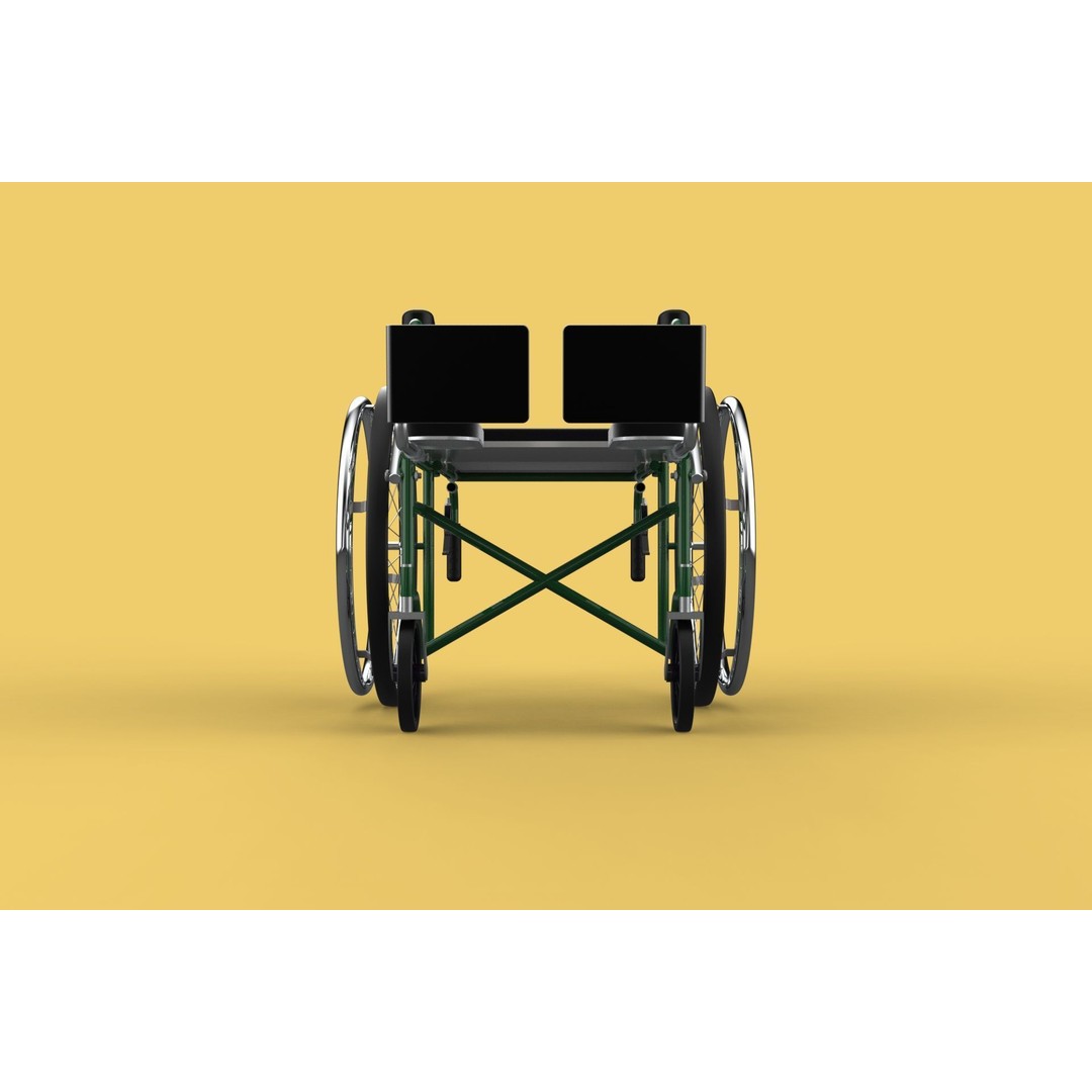 Reclining Wheelchair 3D Model – Medical Manual Folding Design, FBX - View 9