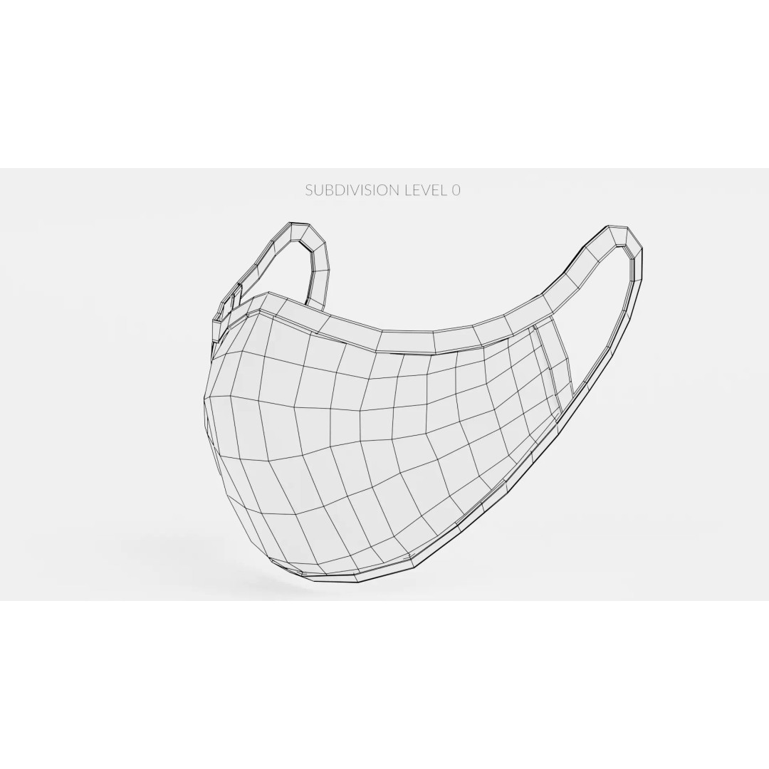 Realistic Face Mask V3 3D Model – Soft Fabric Medical Prop, Blender - View 10