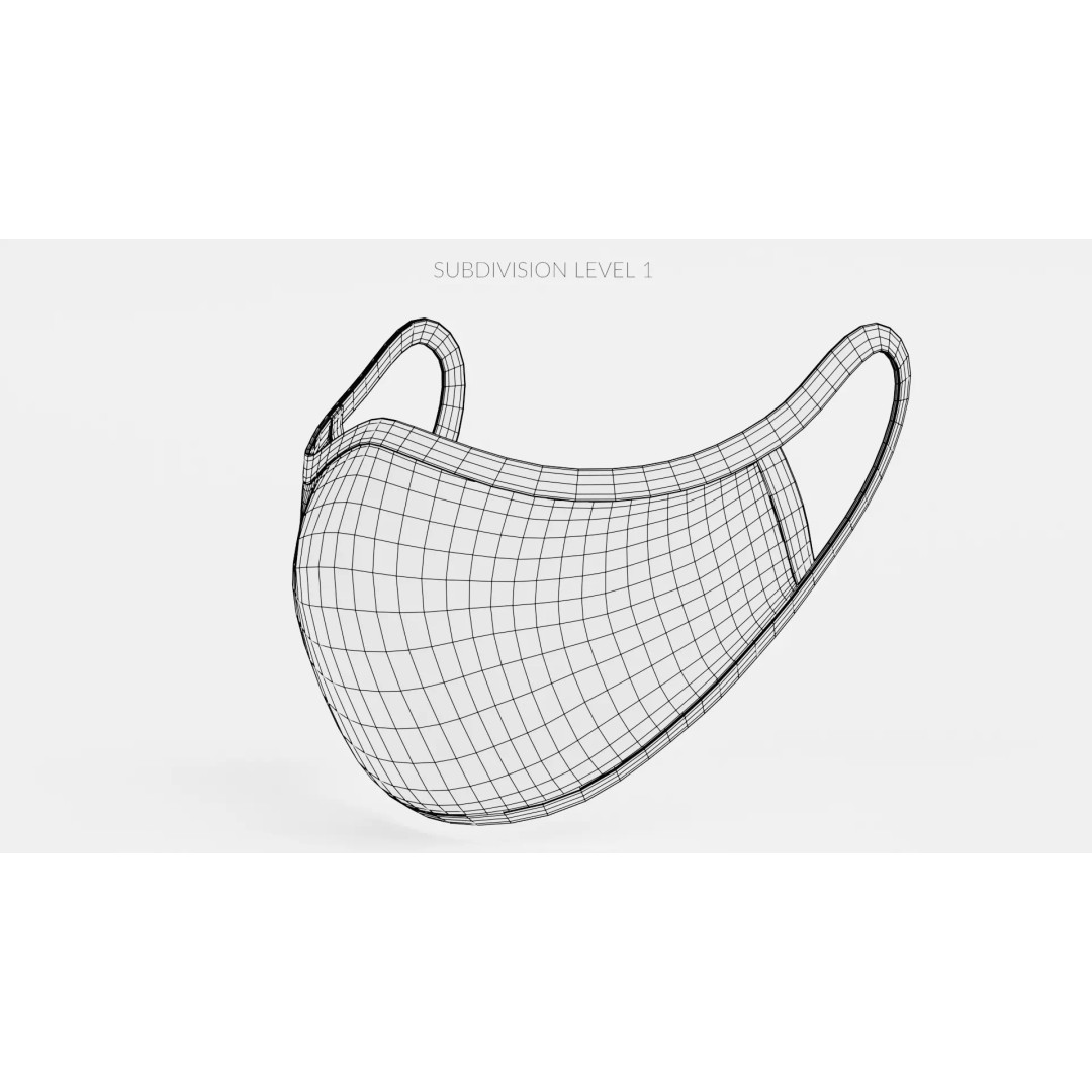 Realistic Face Mask V3 3D Model – Soft Fabric Medical Prop, Blender - View 11