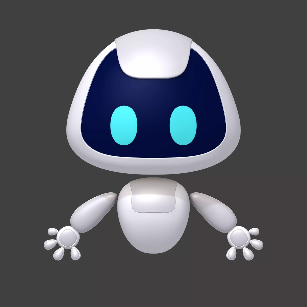 Robot Cartoon 3D Model – Cute Sci-Fi Character for 3D Printing, FBX, OBJ - View 2