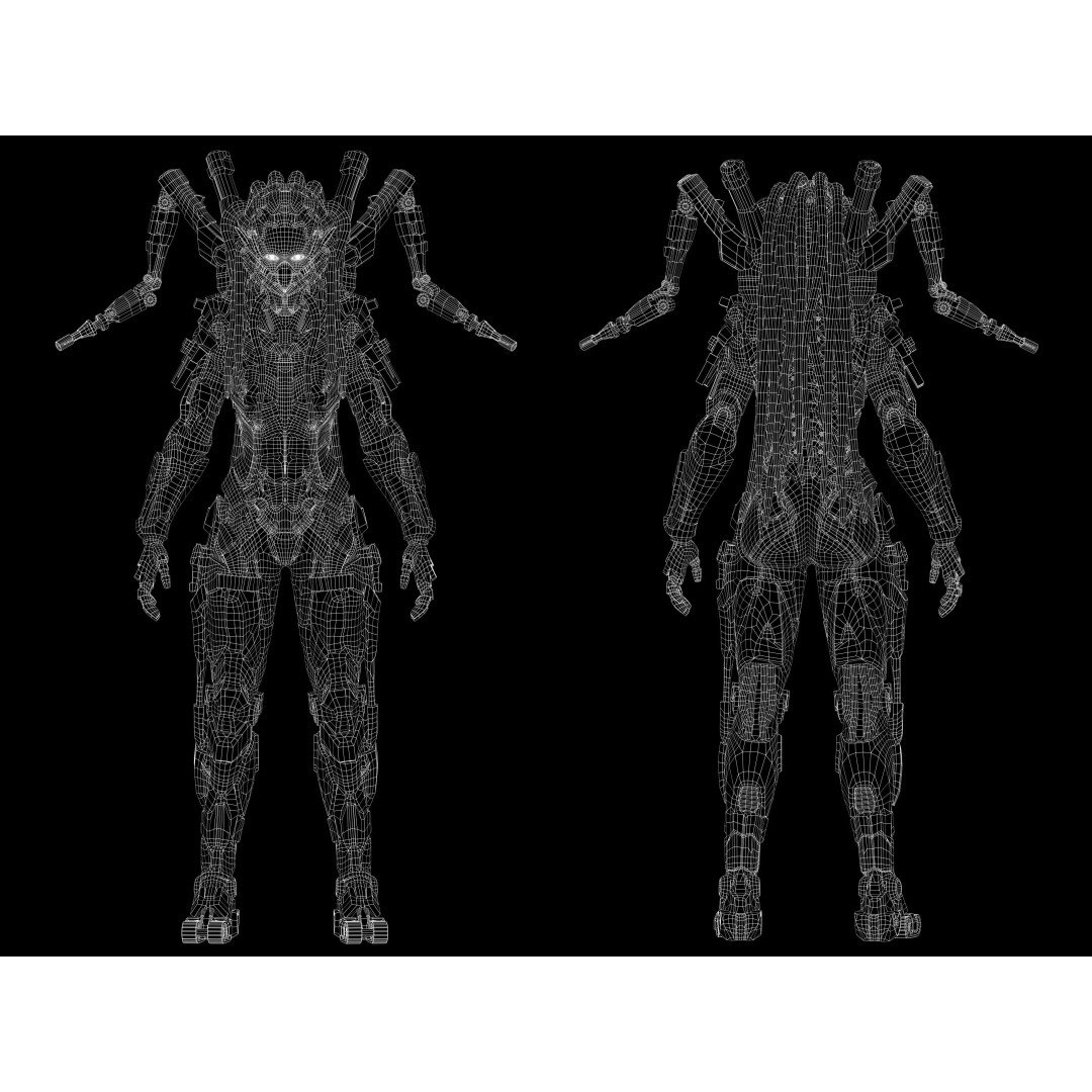 Sci-Fi Female Assault Cyborg 3D Model – Low Poly Rigged Character, FBX