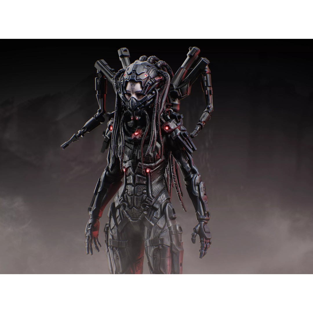 Sci-Fi Female Assault Cyborg 3D Model – Low Poly Rigged Character, FBX - View 11