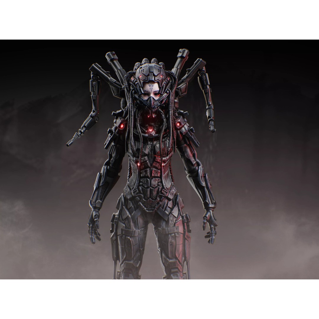 Sci-Fi Female Assault Cyborg 3D Model – Low Poly Rigged Character, FBX - View 4