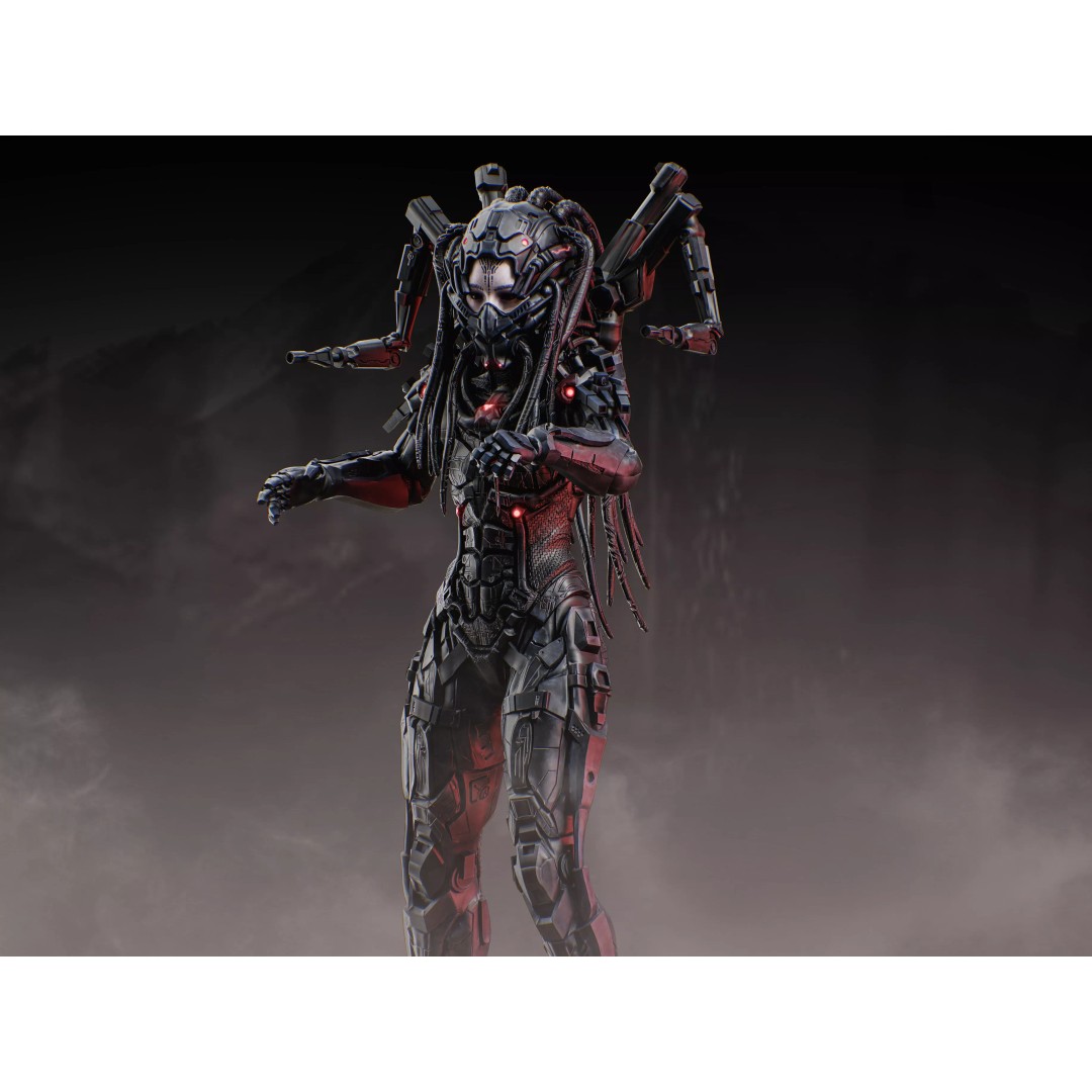 Sci-Fi Female Assault Cyborg 3D Model – Low Poly Rigged Character, FBX - View 6