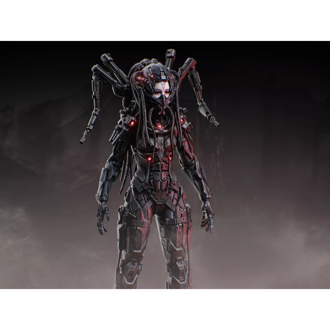 Sci-Fi Female Assault Cyborg 3D Model – Low Poly Rigged Character, FBX - View 7
