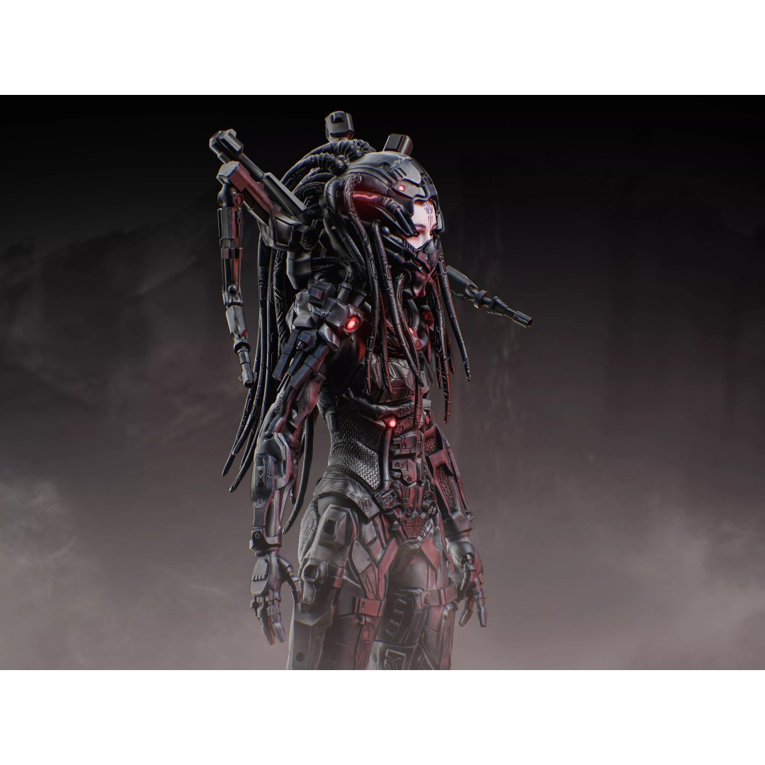 Sci-Fi Female Assault Cyborg 3D Model – Low Poly Rigged Character, FBX - View 8