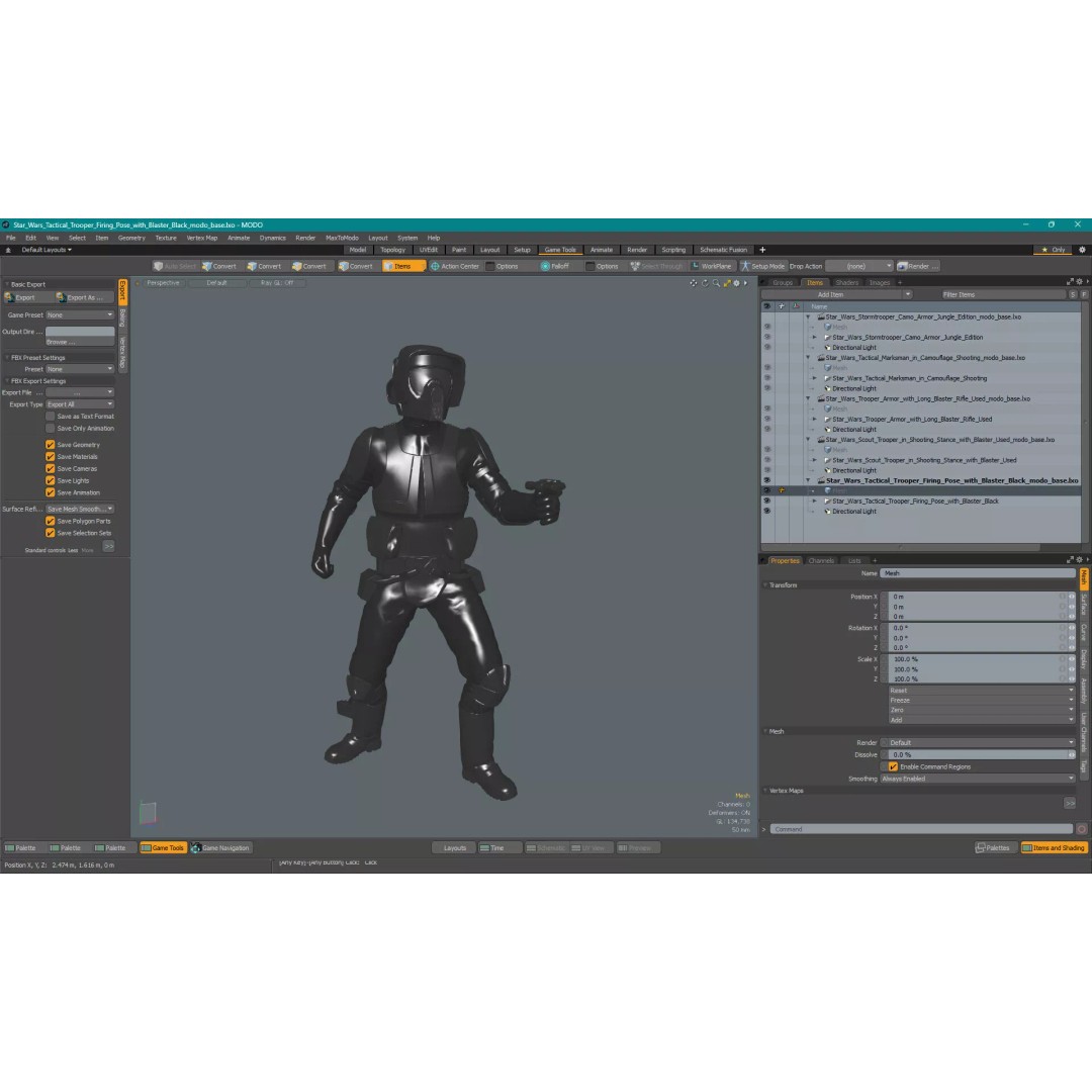Star Wars Tactical Trooper 3D Model – Firing Pose with Blaster, FBX